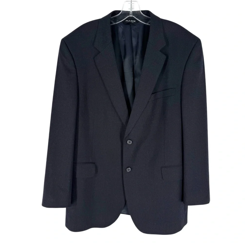 Jos A Bank Wool Cashmere Blazer Mens Size 44R Navy Blue Classic Sport Coat